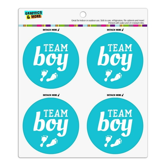 Team Boy Baby Blue Footprints Refrigerator Fridge Locker Vinyl Circle Magnet Set