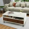 thumbnail image 4 of Gymax Coffee Table Modern Rectangle w/ Storage Shelf & Drawers Living Room Furniture, 4 of 10