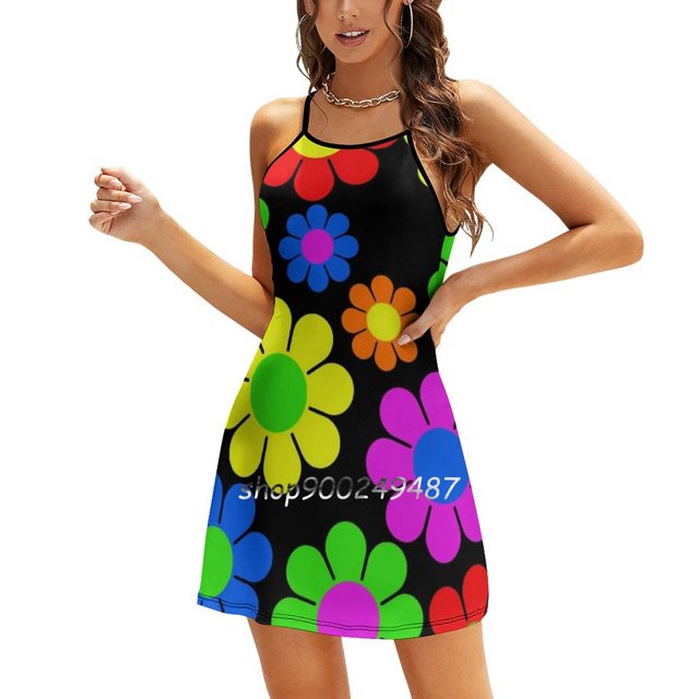 Robe à Motif de Fleurs Hippy, Col Carré, Robe d'Été Douce, Robe Élégante à Imprimé Licou, Hippie Hippie