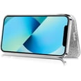 thumbnail image 3 of Compatible with iPhone 14 Plus Bling Wallet Case Sparkly PU Leather Shiny Glitter Flip Kickstand Card Holder Soft Clear Back Fashion Luxury Protection Shockproof Cover for Women Girls, 3 of 5