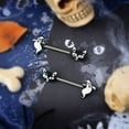 thumbnail image 1 of OUFER 2PCS 14G Halloween Nipplerings Piercing Women Ghost Black Cat Nipple Barbell Silver 316L Surgical Steel Nipple Rings Body Jewlery, 1 of 3