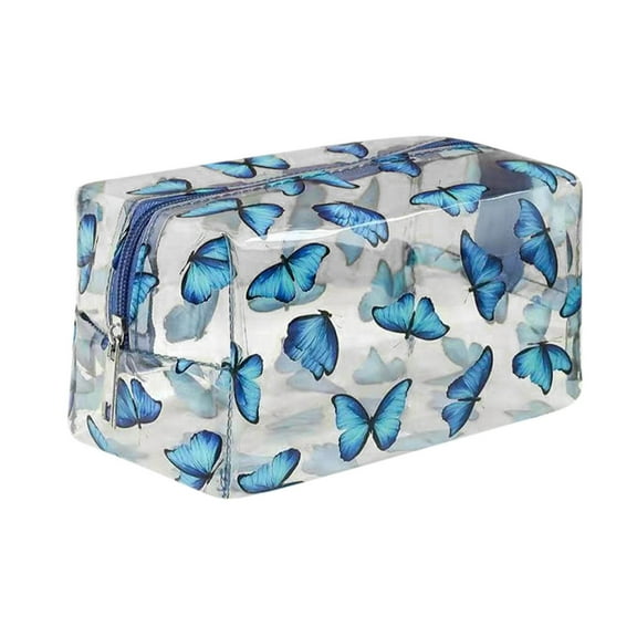 JoyMoreHome Clear Small Makeup Bag with Zipper Cute Flower Cosmetic Bags Transparent Makeup Pouch Cartoon Pencil Case Waterproof Toiletry Organizer for Travel