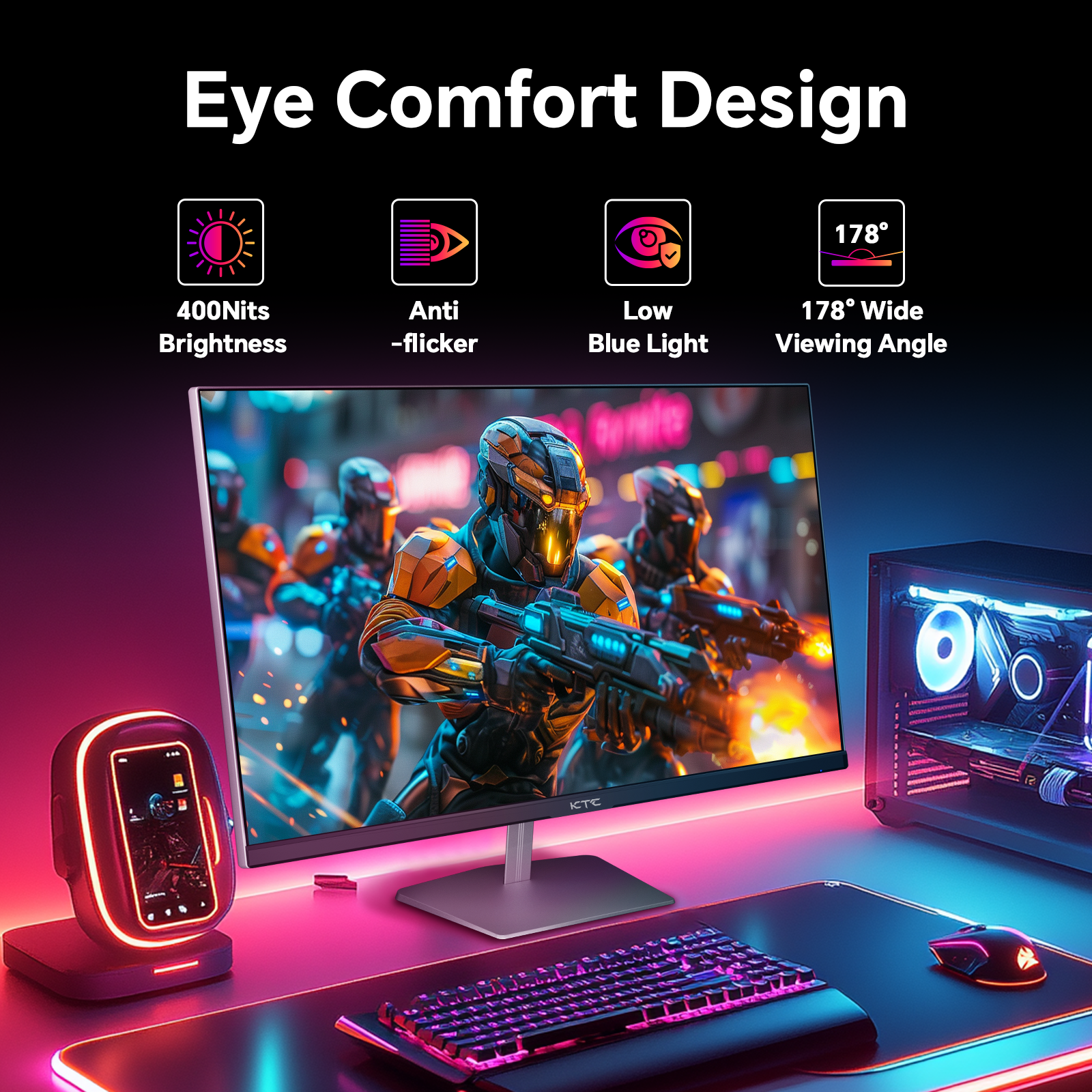 KTC 24.5 inch 400Hz 240Hz Gaming Monitor | Fast IPS 1ms | FHD 1080P Monitor | HDR 400 128% sRGB | HDMI x2, DP x2 |Tilt Adjustability Silver-Gray VESA 360Hz Monitors H25X7