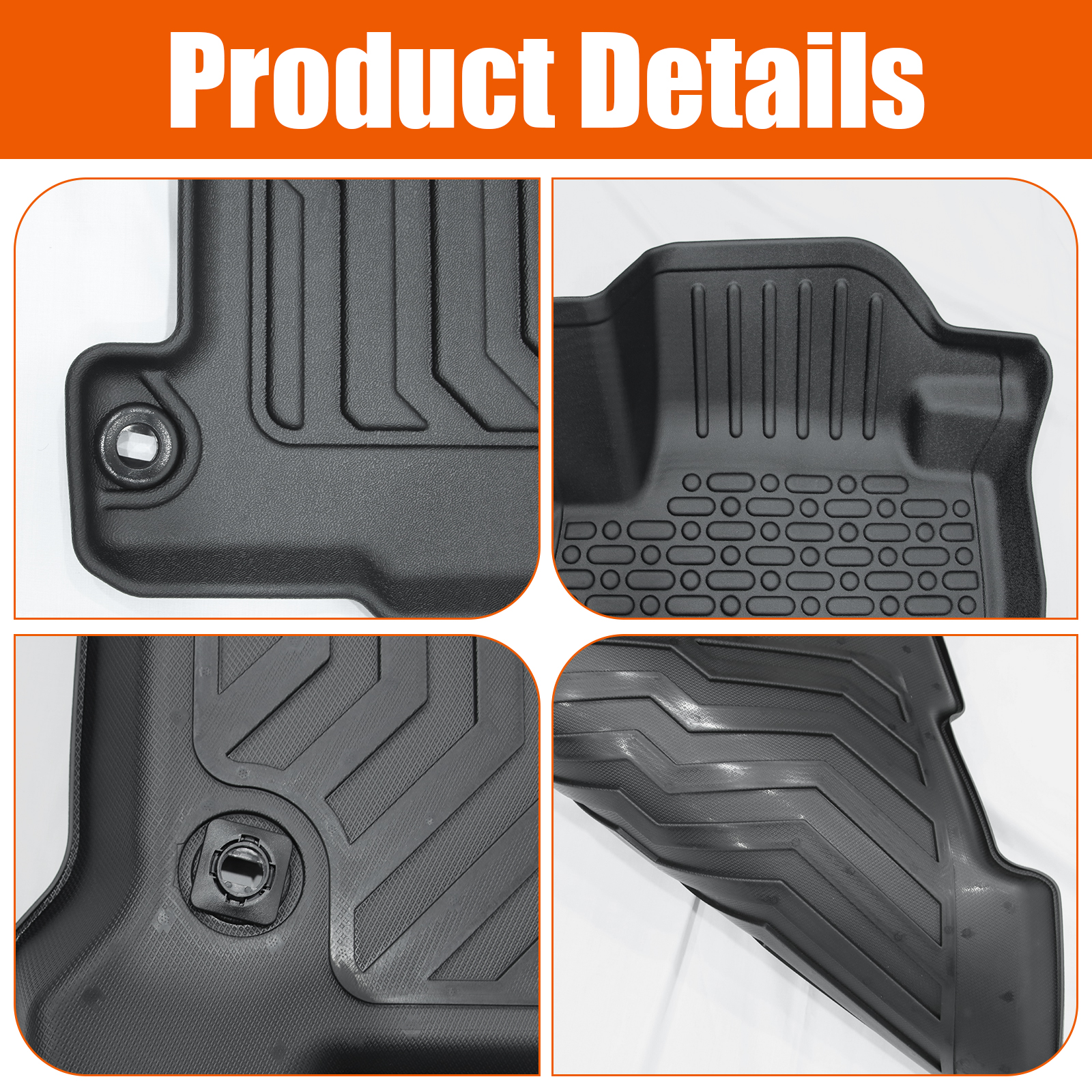 Rubber Car Floor Set - 3-Piece All-Weather Protection-TPE Rubber Car Floor Mats