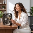 thumbnail image 5 of Homellea Black Rechargeable Desk Fan, Portable Square Personal Fan with LED Night Light and Adjustable Stand for Office, Bedroom, Dorm, Vanity, Table and Summer Travel, 5 of 8