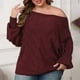 thumbnail image 4 of Ailaofu Women's Off The Shoulder Sweater Top Old Money Clothes Dolman Sleeve Textured Knit Pullover Sweaters, 4 of 5