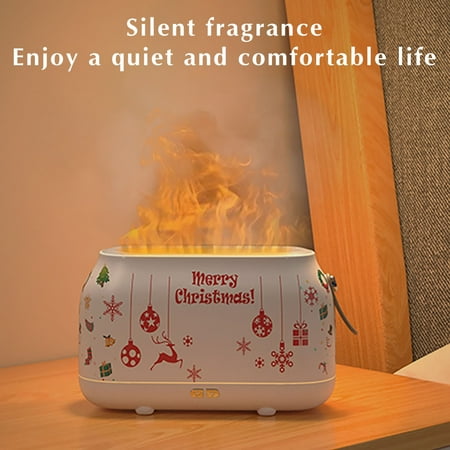 

KKCXFJX Hot Gifts Christmas Simulation Flame Aromatherapy Machine Humidifier Bedroom Atmosphere Light Purifier Home Smart Gift