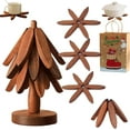 thumbnail image 2 of Walnut Wood Tree Trivet Set, Natural Tree Trivet Set, Christmas Tree Shaped, Foldable Kitchen Wooden,for Hotdishes Pot Bowl Teapot Holder Wood/3PC, 2 of 8