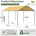 thumbnail image 6 of GOJOOASIS 10x20 Carport Heavy Duty Portable Garage Shelter Metal Car Canopy Tent with UV-Resistant & Weatherproof Top Cover for RV & Vehicles (Yellow, 10x20 Without sidewalls), 6 of 14