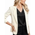 thumbnail image 2 of Women Silk Satin Tops Cap Short Sleeve Blouse V Neck Shirts Business Casual Outfits Black L, 2 of 7