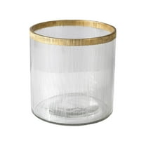Serene Spaces Living Large Gold Rim Ribbed Glass Vase, 5" Diameter & 5.5" Tall