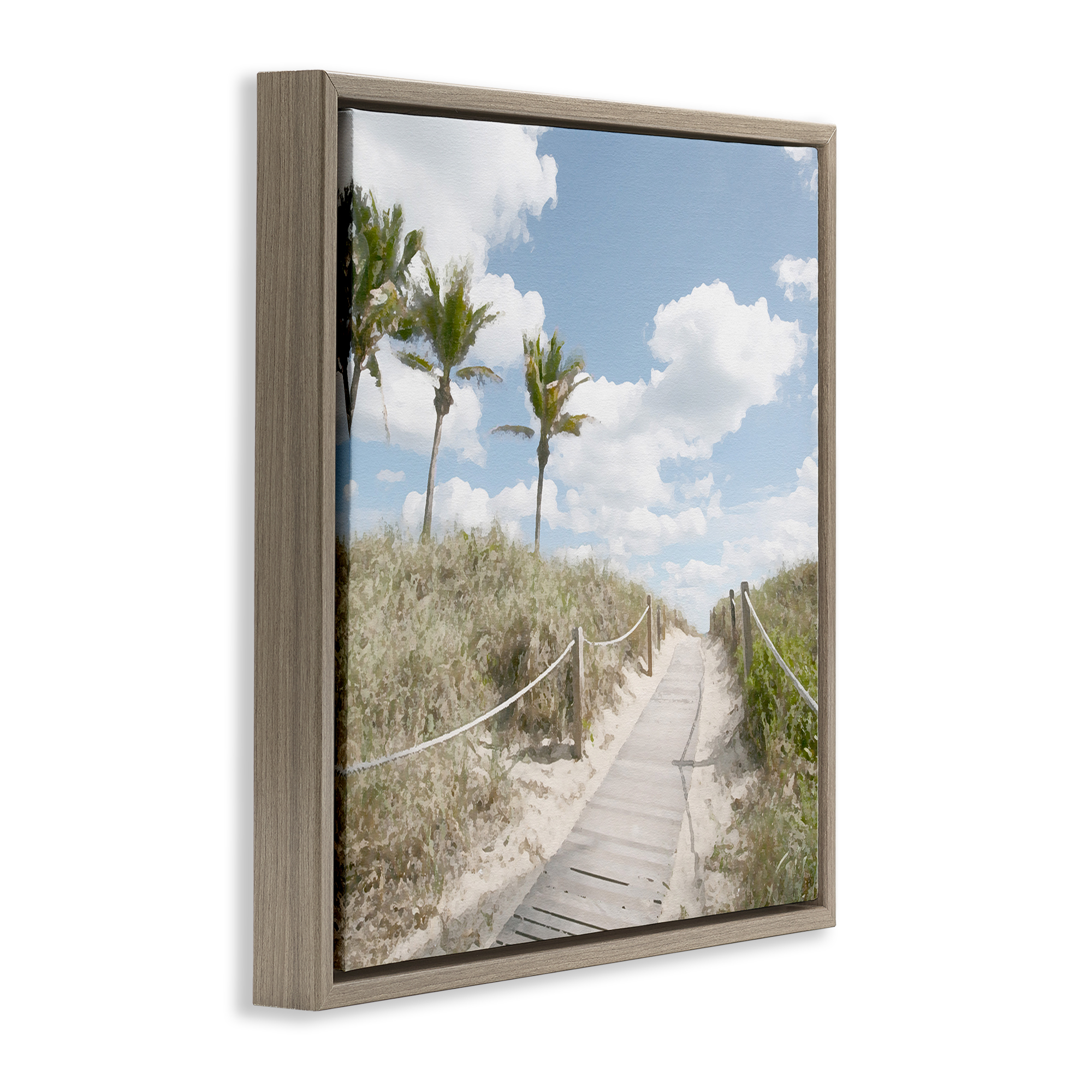 Stupell Industries Stroll In Dunes Landscape Landscape Painting Brown Floater Framed Canvas Art Print Wall Art, 18 x 18