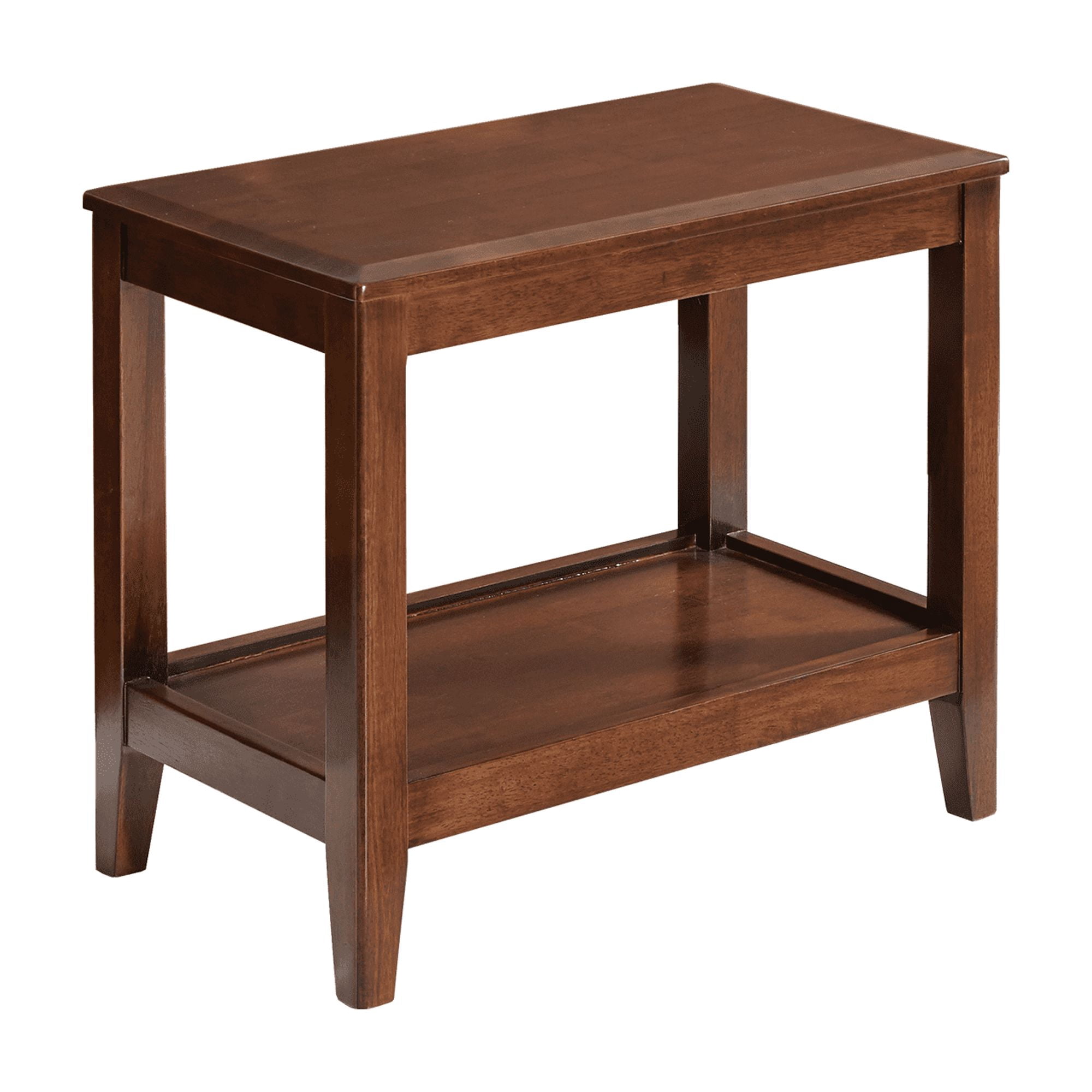 Solid Rubberwood 2-Tier Rustic End Table with Storage Shelf, Multipurpose Sofa Side Table & Indoor Plant Stand for Living Room Home Office