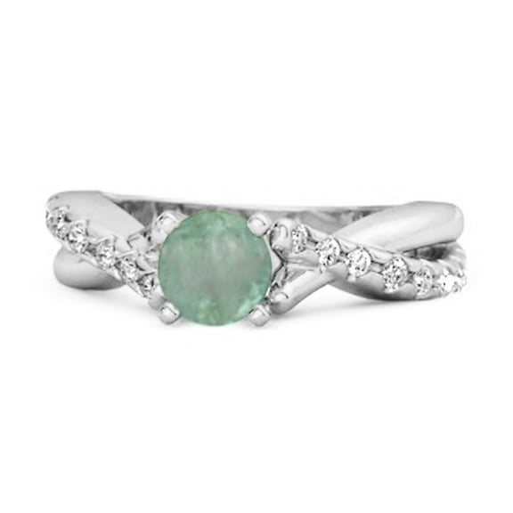 Mooneye 0.97 Ctw Emerald Accents 925 Sterling Silver Twisting Vine Shank Women Wedding Ring