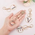 thumbnail image 3 of 1Box 4 Styles Letter Keychain Colorful Rhinestone Keychain for Women Purse Charms Crystal Alphabet Initial Letter Pendant with Key Ring Flat Round Shiny Alphabet Keyring, 3 of 6