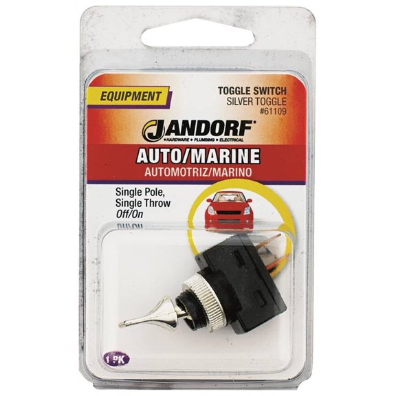 Jandorf 61109 20 Amps Single Pole Toggle Automotive/Marine Switch Black/Silver