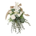 thumbnail image 2 of Guirnalda floral con forma de lágrima y flores con luz decorativa para puerta de entrada Blanco, 2 of 9