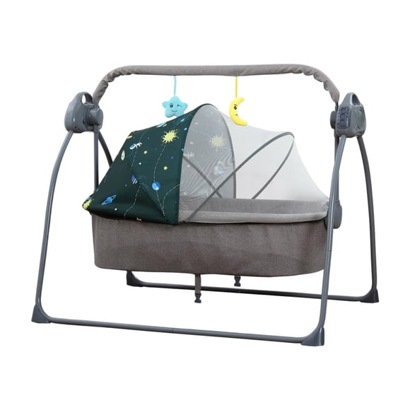 mecedora automática para bebé, regalos de cumpleaños, silla mecedora plegable, cuna musical para de noche, cuna eléctrica para bebé. verde