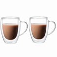 thumbnail image 1 of Tasse en Verre Résistant à la Chaleur à Double Paroi avec Poignée 150ml 250ml 350ml Tasse à Café Lait Jus Bière Transparente, 1 of 7