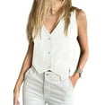 thumbnail image 5 of Sleeveless Womens Summer Crop Tops Denim Vest V Neck Button Down Jean Waistcoat Jacket, 5 of 6