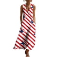 thumbnail image 2 of Dresses for Women 4th of July Sleeveless Deep V Neck Maxi Dress Summer Patriotic Button Flowy Long Sundress with Pockets Beach Vacation, 2 of 8