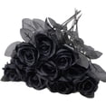 thumbnail image 7 of 10pcs Black Roses Artificial Flowers, Single Stem Fake Silk Flowers Bridal Wedding Bouquet, Realistic Blossom Flora for Home Party Hotel Office Table Garden Decorations, 7 of 7