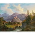 thumbnail image 3 of Matthias Rudolf Toma 24x20 Black Modern Framed Museum Art Print Titled - Landscape with Mountain Torrent and Castle in the Distance, 3 of 5