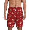 thumbnail image 1 of Fotbe Reindeer Faces Festive Red Pantalones Cortos de Pijama para Hombre, Ropa de Dormir, Pantalones de Pijama Cortos para Hombre-Large, 1 of 6