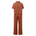 thumbnail image 4 of Women Summer V Neck Loose Short Sleeve Top Shirt With Pants Casual Large Size 2 Piece Set With Pockets Interview Pants Suits for Women Suits for Wedding Womens Suite Dress Pant Suits for Women for, 4 of 4