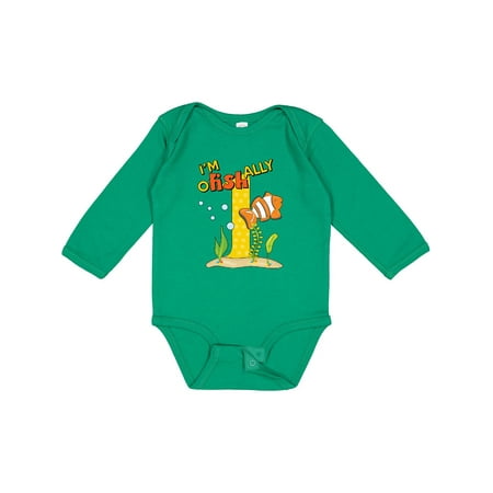 

Inktastic I m O-Fish-Ally One Cute Clownfish First Birthday Gift Baby Boy or Baby Girl Long Sleeve Bodysuit