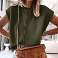 thumbnail image 4 of Baberdicy Sweaters for Women Womens Summer Cap Sleeve Tops Casual Crew Neck Loose Fit Knit Lightweight Sweater Pullover Top Womens Sweaters Army Green, 4 of 4