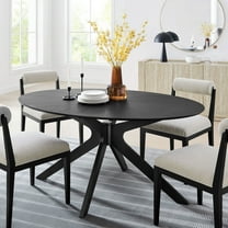 Modway Crossroads 63" Oval Wood Dining Table in Black