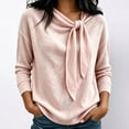 thumbnail image 2 of HCYSFG Womens Oversized Bow Tie Sweater Cowl Neck Long Sleeve Relaxed Fit Solid Color Fall Pullover Casual Everyday Wear Knit Tops, 2 of 5