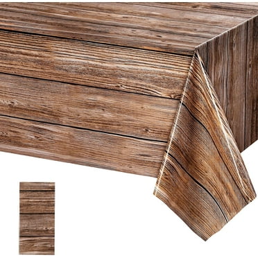 Natural Wood Grain Tablecloths Rustic Plastic Table Covers for Rectangle Table, Vintage Farmhouse Style Table Cloth Decorations for Western Barn Themed Birthday Wedding Party, 54 X 108 Inch (1 Pack)