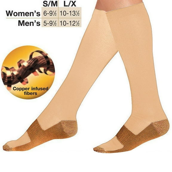 HUPOM 1 Pair Socks for Women Summer Clearance Fashion Knee-High Non-Slip Compression Socks Beige Size XXL