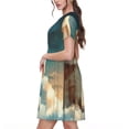 thumbnail image 2 of Balery Starry Sky Cloud Cute Rabbit Vestidos sueltos de manga corta para mujer, vestidos de verano 2025, vestidos casuales de corte A con vuelo., 2 of 6