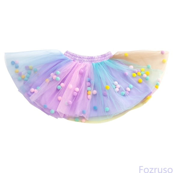 Fozruso Girl's Elastic Waist Tutu Skirt, Layered Tulle Princess Skirt With Puff For Little Girls Birthday Party Outfits(Multicolor)
