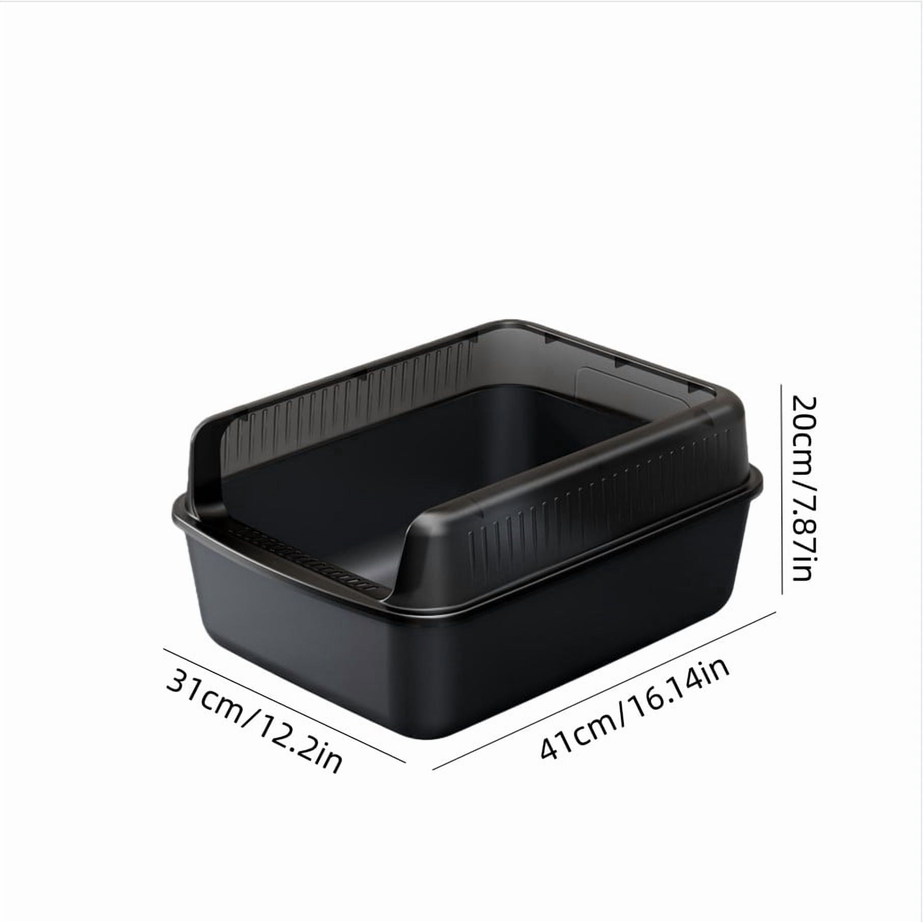 Black Semi Enclosed Cat Litter Box With Top Entry High Sides Odor Control Non Stick Easy Clean Includes Scoop 16X12X8 Inch Multiple Colors