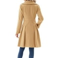 thumbnail image 5 of Felirenzacia Women’s Double-Breasted Wool Blend Long Coat with Lapel Collar, Mid-Length Camel Overcoat for Fall Winter, 5 of 6