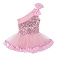 thumbnail image 5 of iEFiEL Kids Girls One Shoulder Bowknot Sequined Ballet Dance Gymnastics Leotard Tutu Dress, 5 of 7