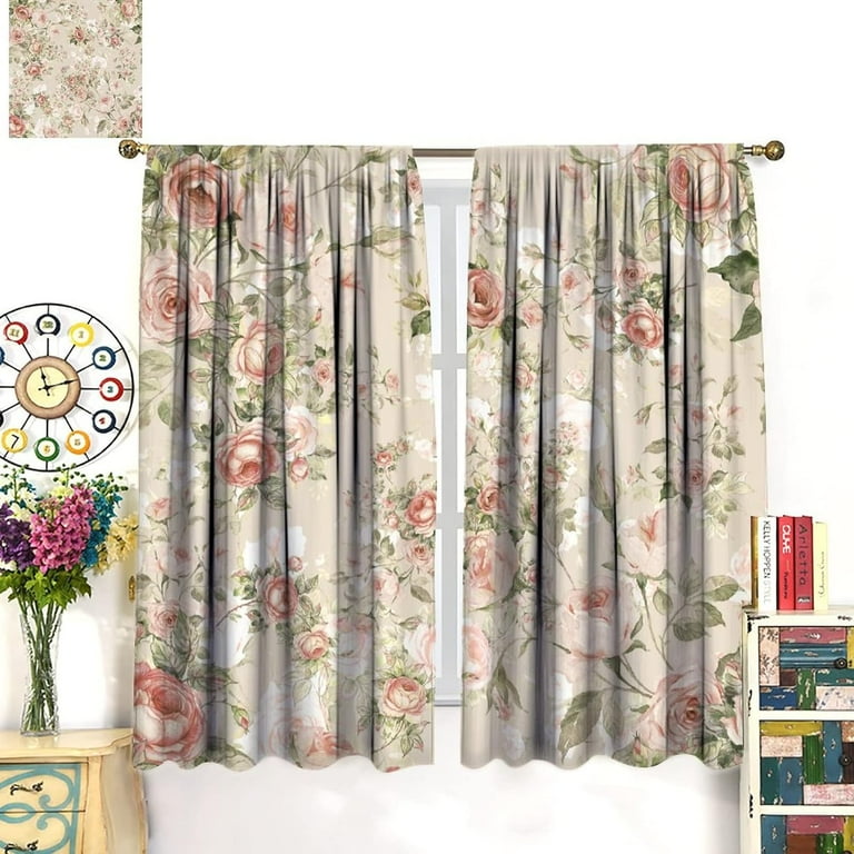 その他 lovely rose Lovely Rose Decorative Curtains, Red and White Vintage Rose