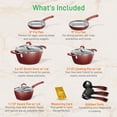 thumbnail image 2 of Nutrichef Kitchen Cookware Sets, Induction Pots and Pans, 11 Pc Stylish Kitchen Cookware Set, Non-Stick with Elegant Diamond Pattern, Gray Inside & Red Outside, Durable, 2 of 7