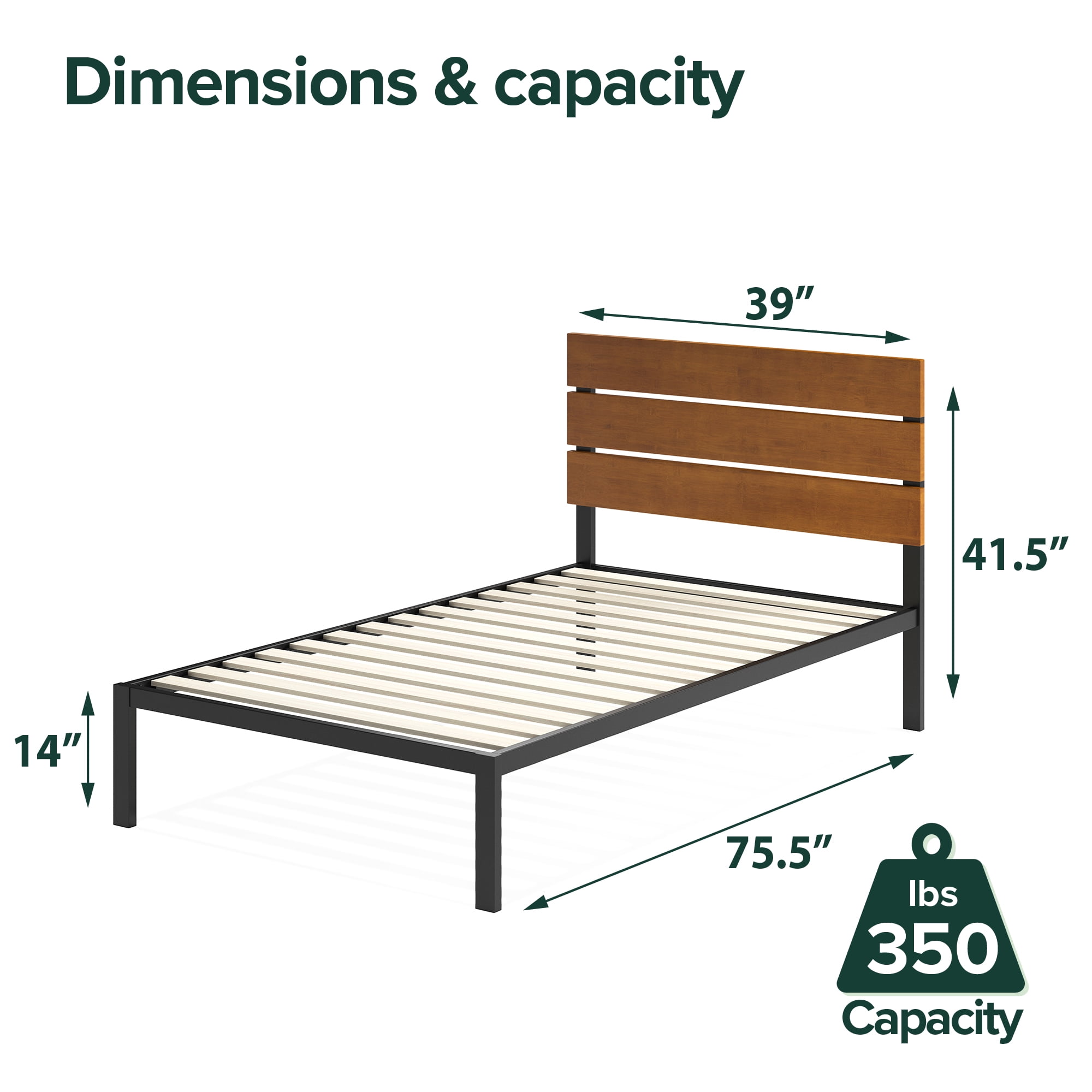 Zinus Paul 42" Metal Platform Bed Frame, Twin