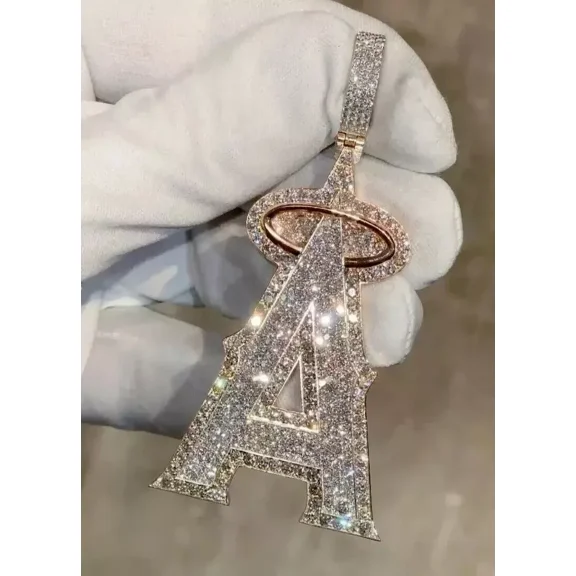 2.30CT Round Cut Moissanite Customize Letter A Pendant In 14K Rose Gold Plated