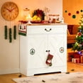 thumbnail image 1 of 29 Inch Modern Farmhouse Sideboard Buffet Cabinet with Drawer & Adjustable Shelves, Small Kitchen Storage Cabinet, Dining Room Coffee Bar Organizer, White, 1 of 1
