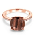 thumbnail image 2 of Gem Stone King 3.62 Ct Cushion Red Tiger Eye 18K Rose Gold Plated Silver Ring, 2 of 5