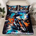 thumbnail image 2 of Manfei Motorcycle Sport Boys Queen Sheet Sets, Splash Watercolor Artwork Flat Sheet, Extreme Sports Queen Fitted Sheet, Luxury Bedroom Decor, 4 Pieces, 2 of 7