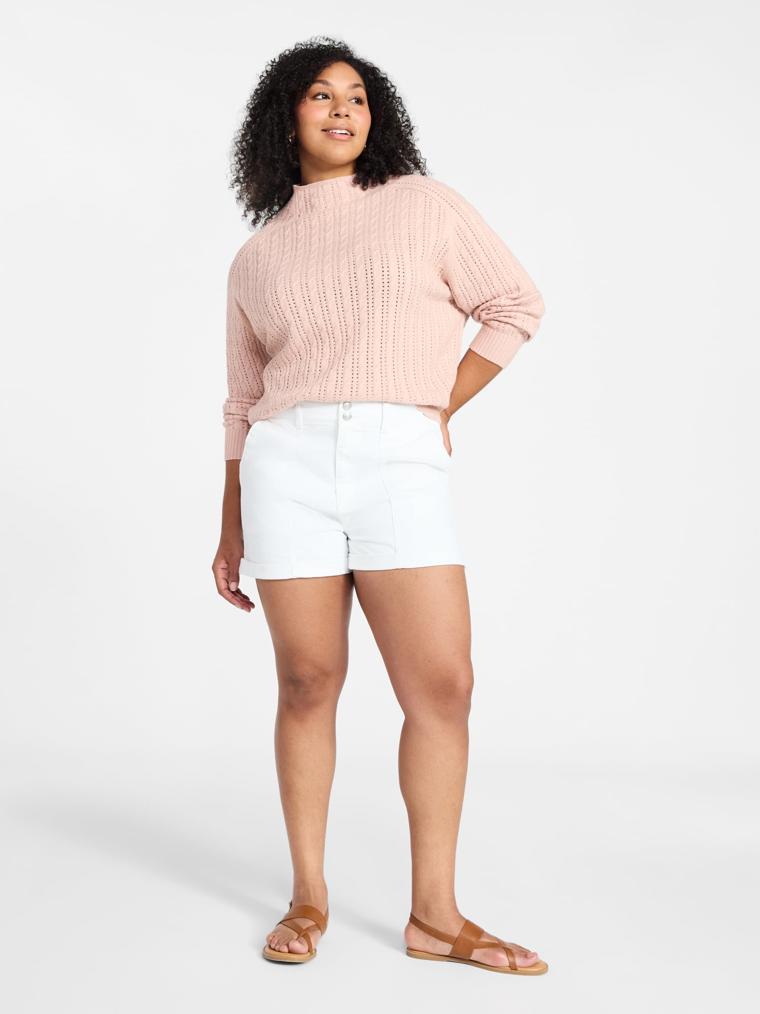 Time and Tru Women's High Rise Utility Shorts, 3.5" Inseam, Sizes 0-22