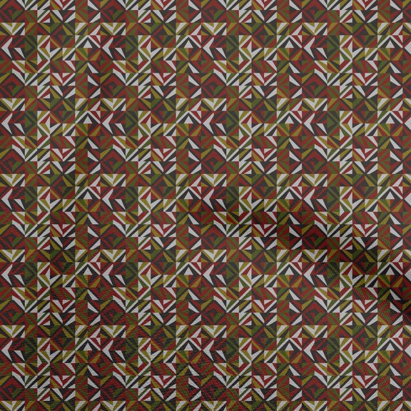 oneOone Cotton Poplin Red Fabric Geometric Diy Clothing Quilting Fabric Print Fabric By Yard 42 Inch Wide