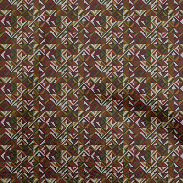 oneOone Cotton Poplin Red Fabric Geometric Craft Projects Decor Fabric Printed By The Yard 56 Inch Wide